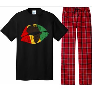 African Colors Lipstick Print Pajama Set