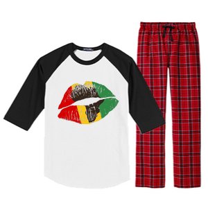 African Colors Lipstick Print Raglan Sleeve Pajama Set