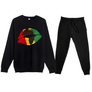 African Colors Lipstick Print Premium Crewneck Sweatsuit Set