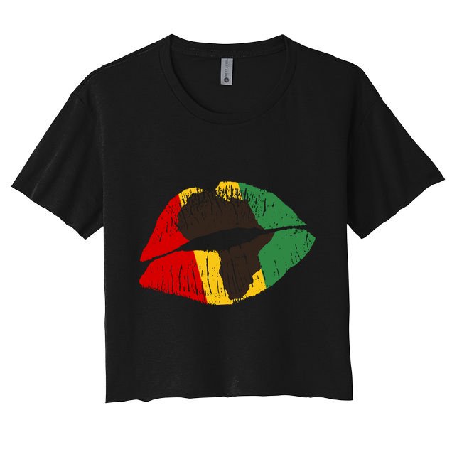 African Colors Lipstick Print Crop Top