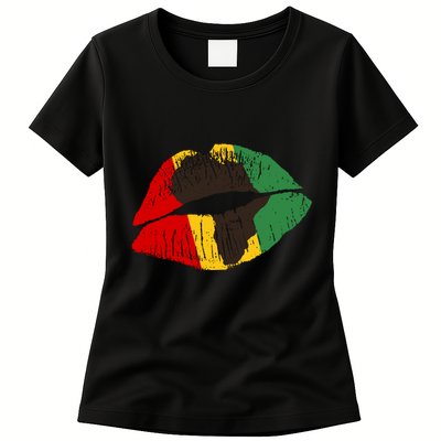 African Colors Lipstick Print Womens T-Shirt