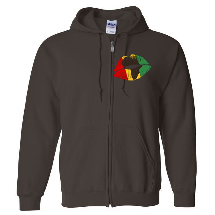 African Colors Lipstick Print Full Zip Hoodie