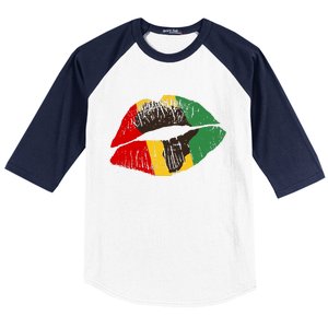 African Colors Lipstick Print Baseball Sleeve Shirt