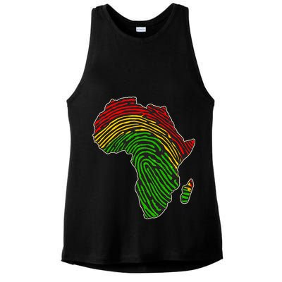 African Flag Colors Fingerprint Ladies PosiCharge Tri-Blend Wicking Tank