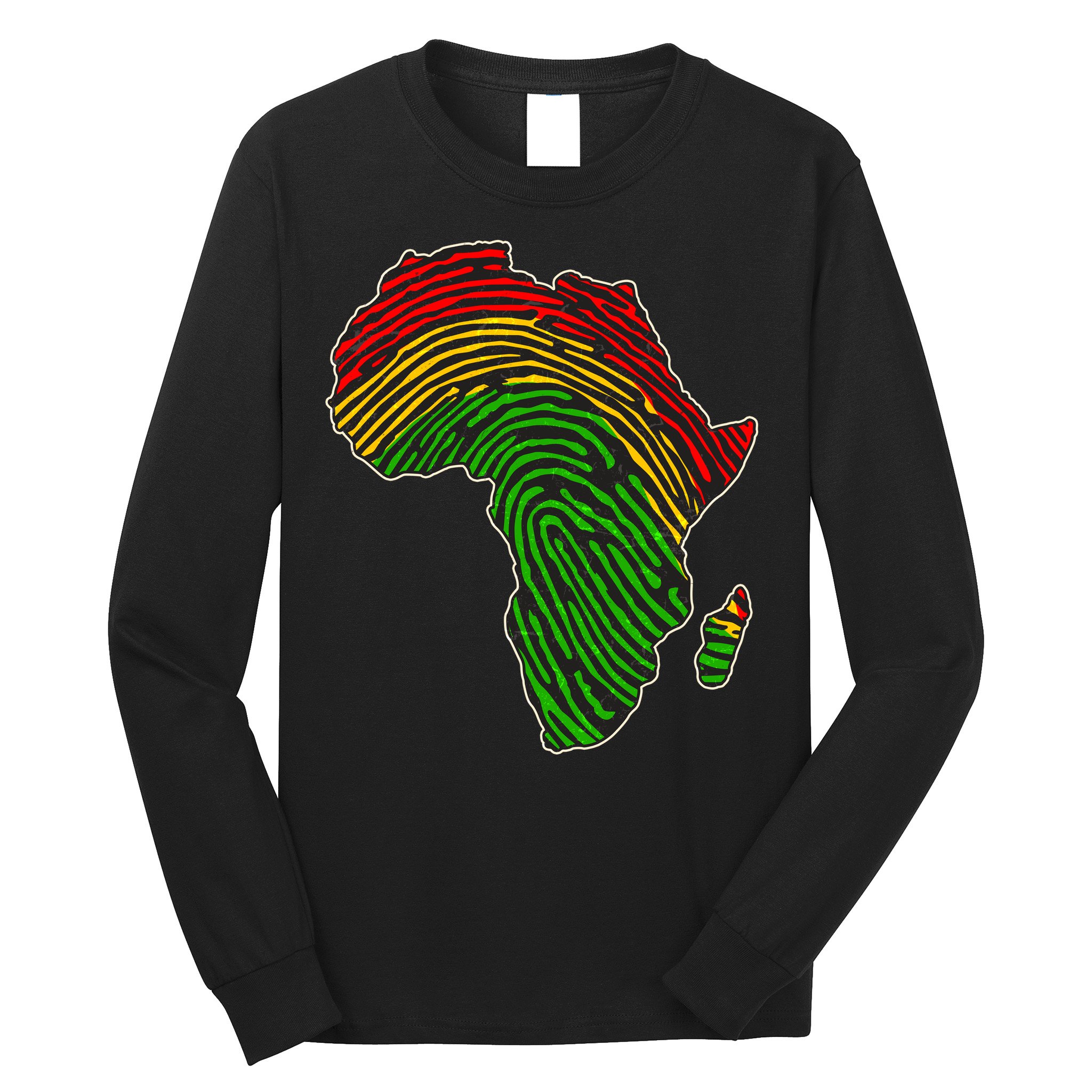 African Flag Colors Fingerprint Long Sleeve Shirt