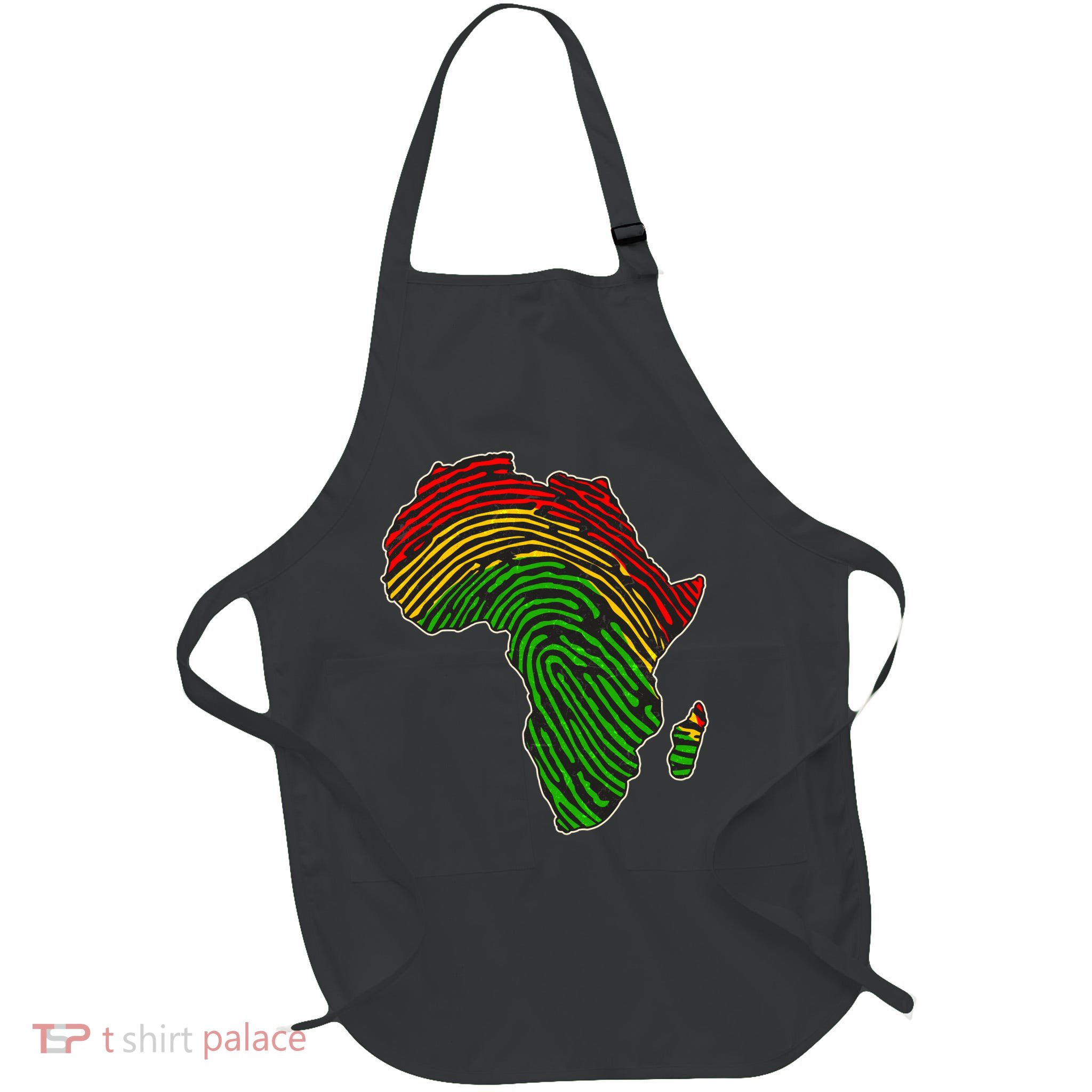 African Flag Colors Fingerprint Full-Length Apron With Pockets