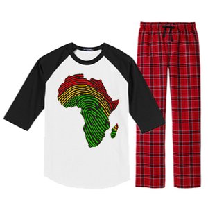 African Flag Colors Fingerprint Raglan Sleeve Pajama Set