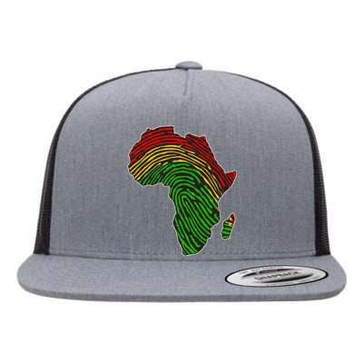 African Flag Colors Fingerprint Flat Bill Trucker Hat