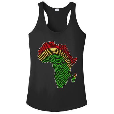 African Flag Colors Fingerprint Ladies PosiCharge Competitor Racerback Tank