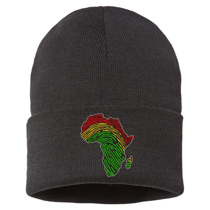 African Flag Colors Fingerprint Sustainable Knit Beanie