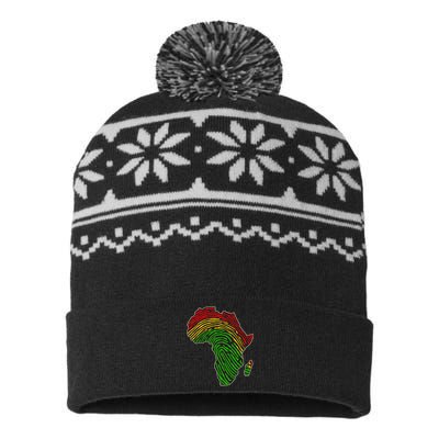 African Flag Colors Fingerprint USA-Made Snowflake Beanie