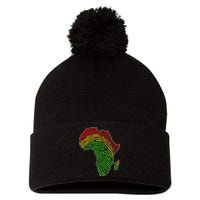 African Flag Colors Fingerprint Pom Pom 12in Knit Beanie