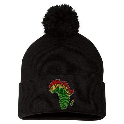 African Flag Colors Fingerprint Pom Pom 12in Knit Beanie