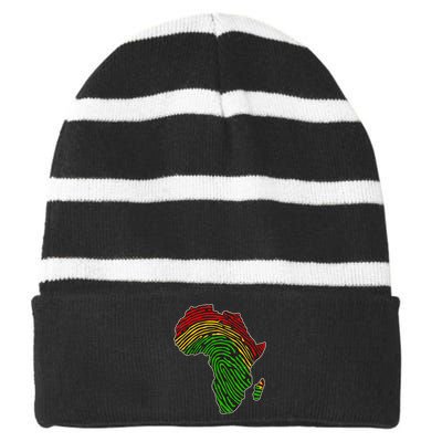 African Flag Colors Fingerprint Striped Beanie with Solid Band