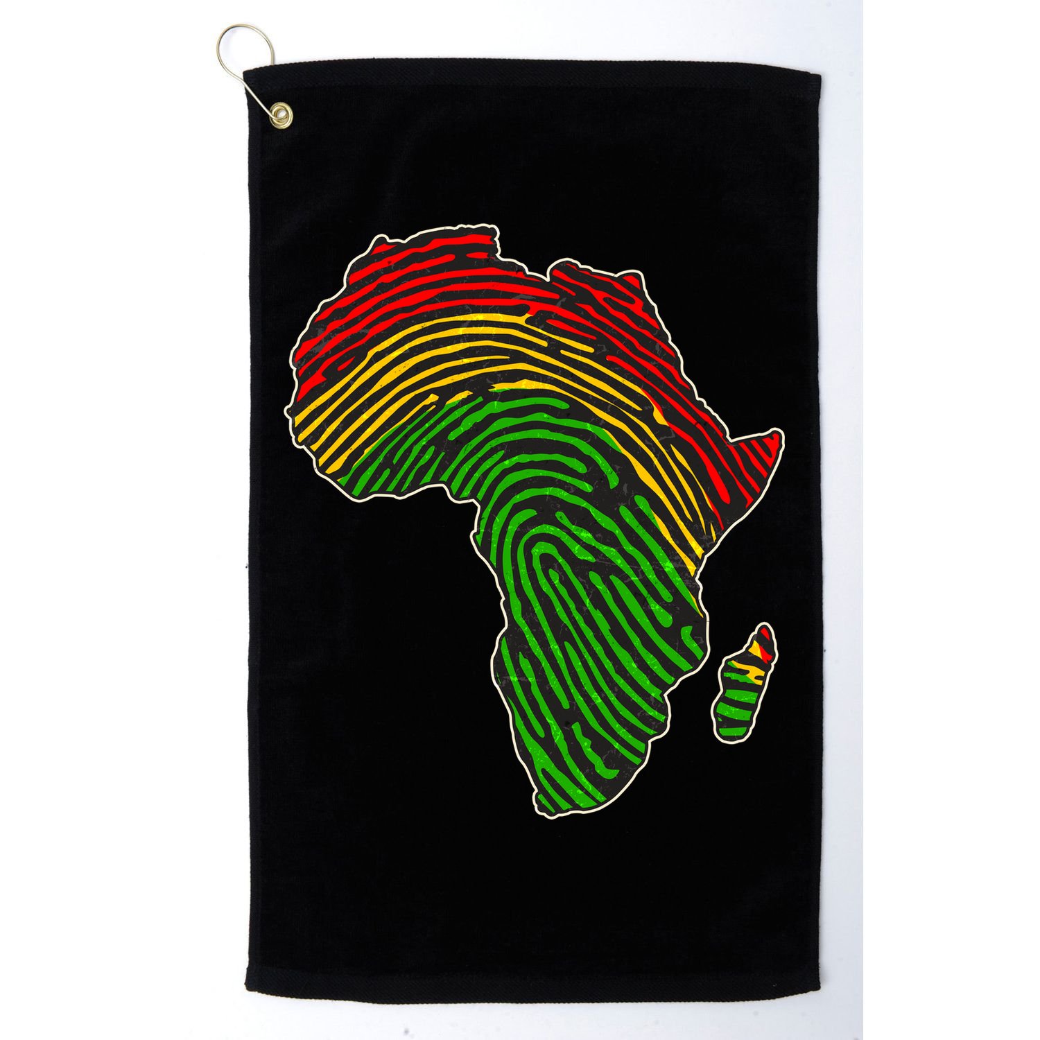 African Flag Colors Fingerprint Golf Towel