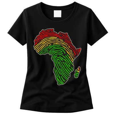 African Flag Colors Fingerprint Womens T-Shirt