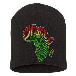 African Flag Colors Fingerprint Short Acrylic Beanie