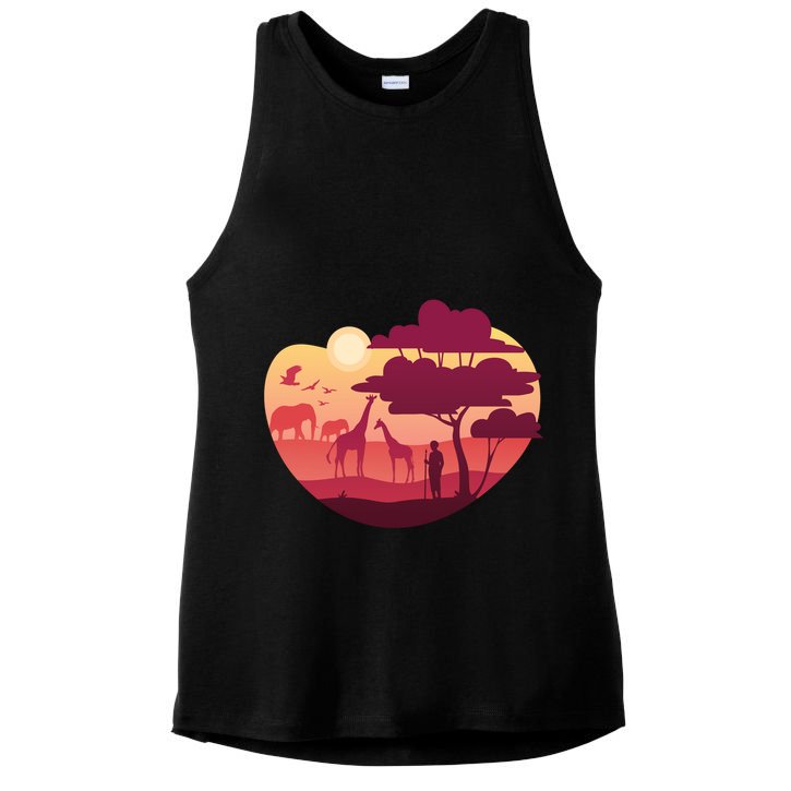 African Landscape Ladies PosiCharge Tri-Blend Wicking Tank