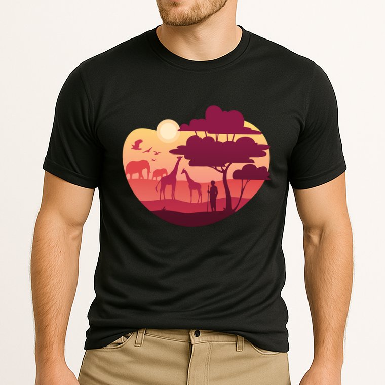 African Landscape Cooling Performance Crew T-Shirt