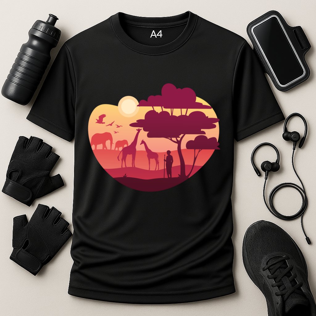 African Landscape Cooling Performance Crew T-Shirt