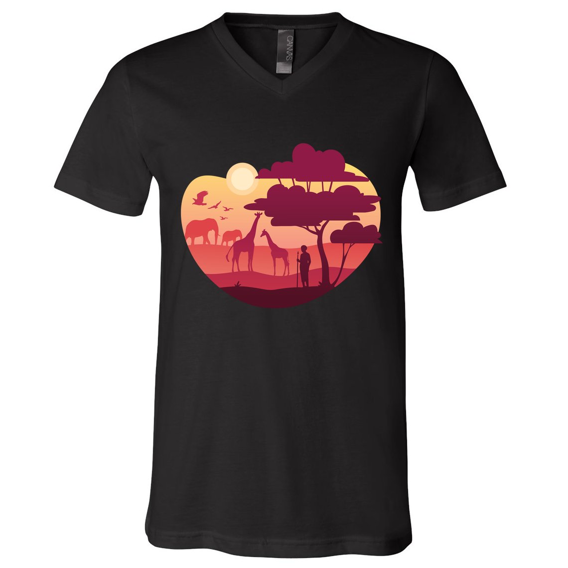 African Landscape V-Neck T-Shirt