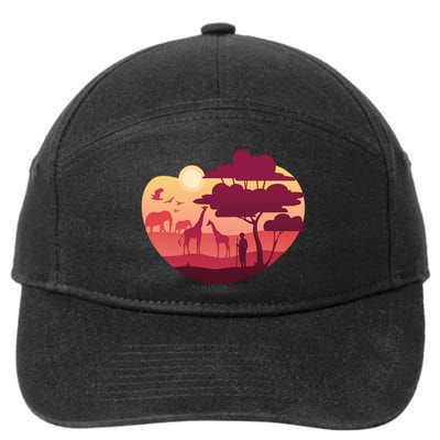 African Landscape 7-Panel Snapback Hat