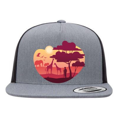 African Landscape Flat Bill Trucker Hat