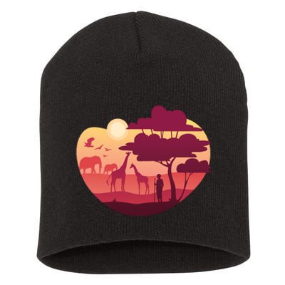 African Landscape Short Acrylic Beanie