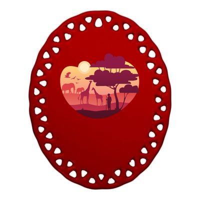 African Landscape Ceramic Oval Ornament