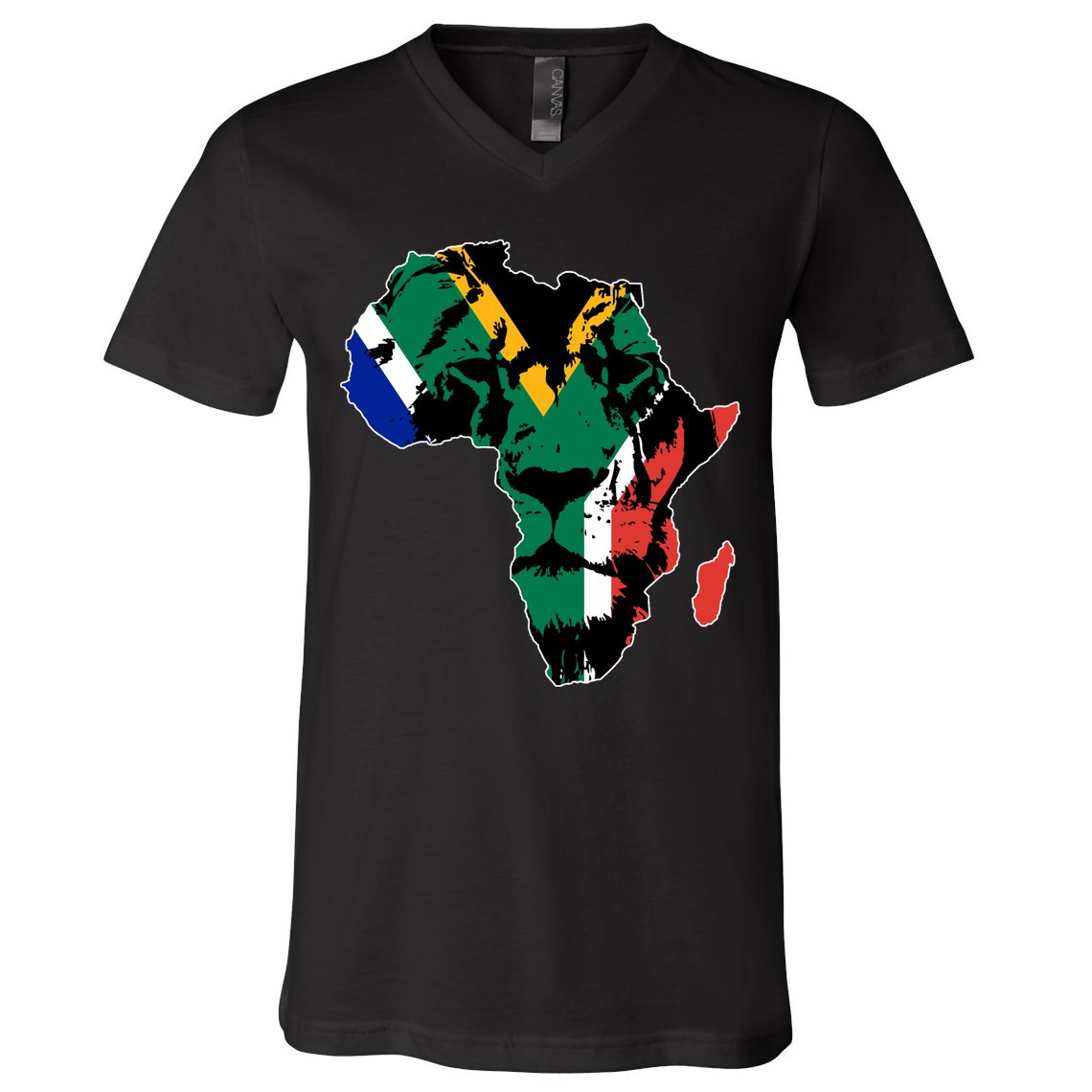 African Lion Flag V-Neck T-Shirt