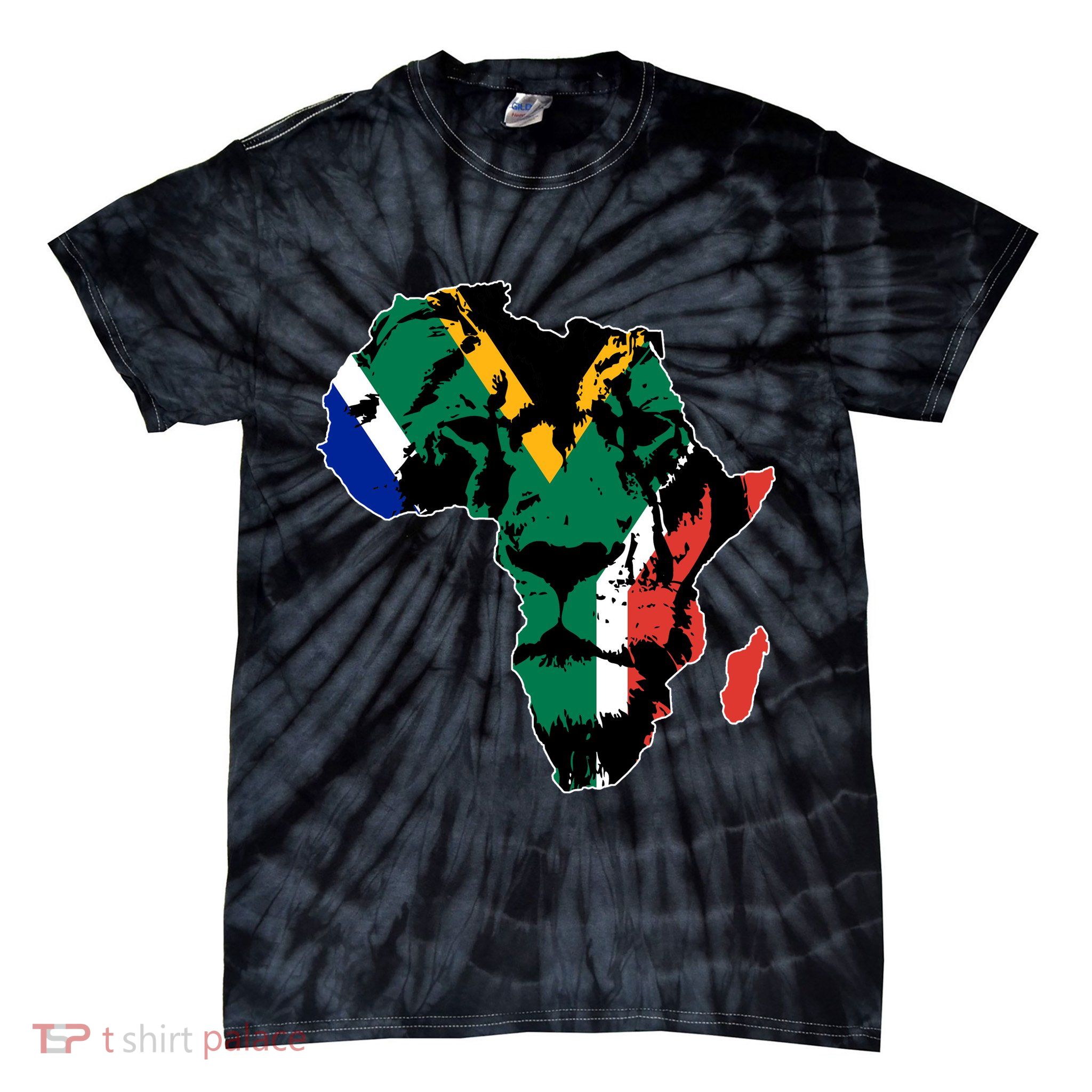 African Lion Flag Tie-Dye T-Shirt