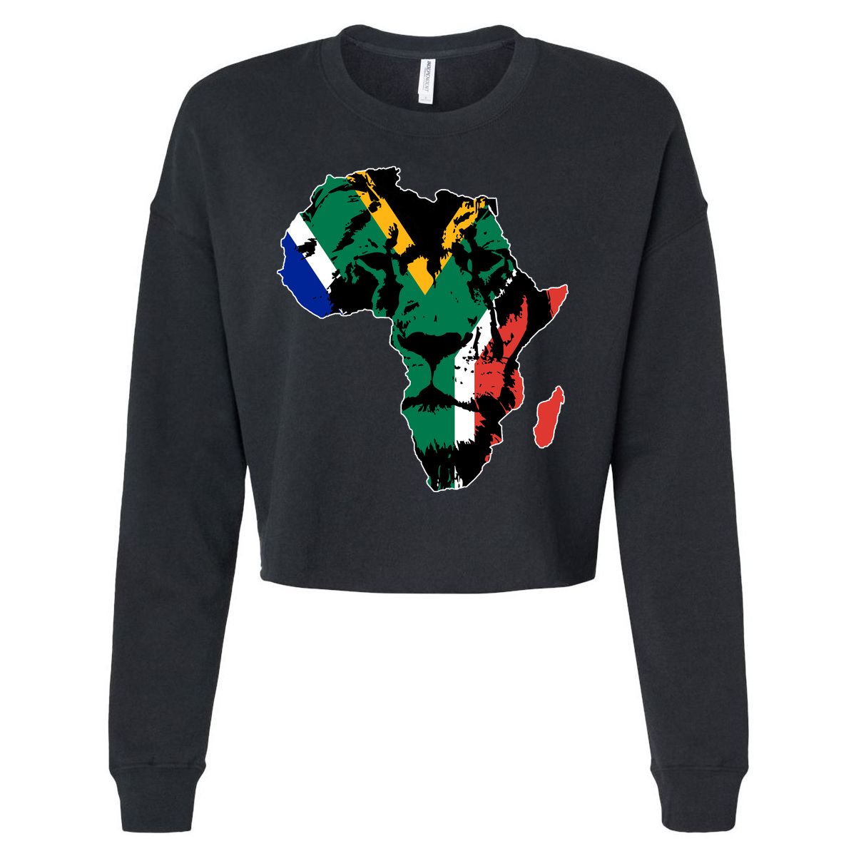 African Lion Flag Cropped Pullover Crew