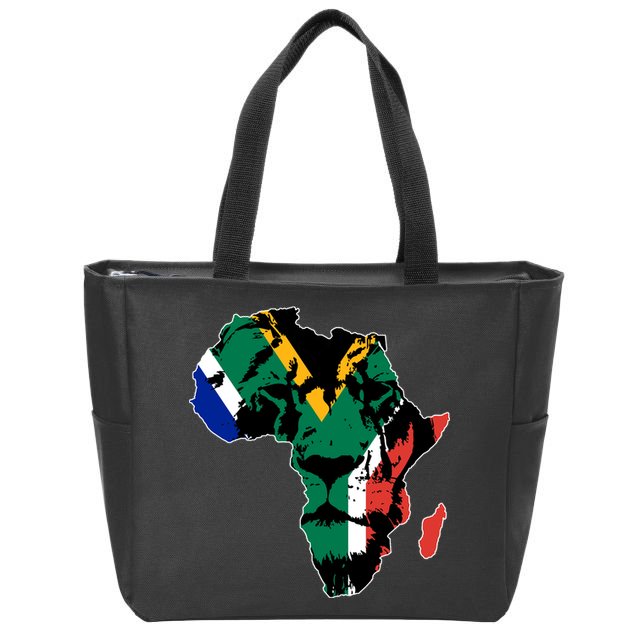African Lion Flag Zip Tote Bag