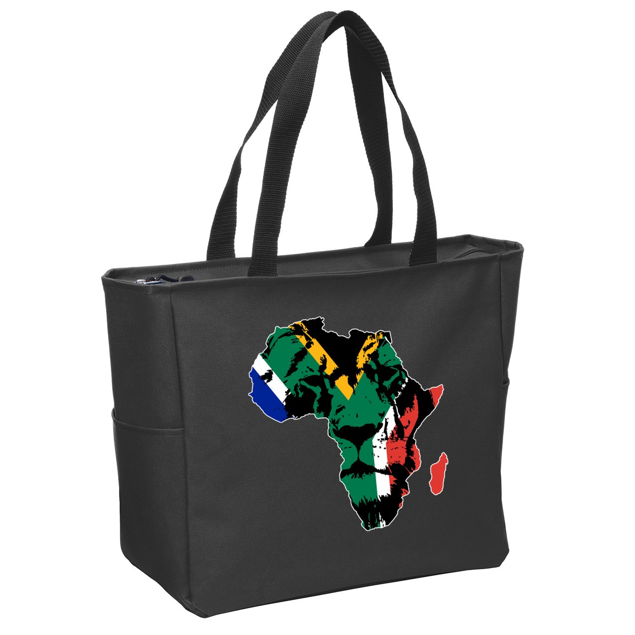 African Lion Flag Zip Tote Bag