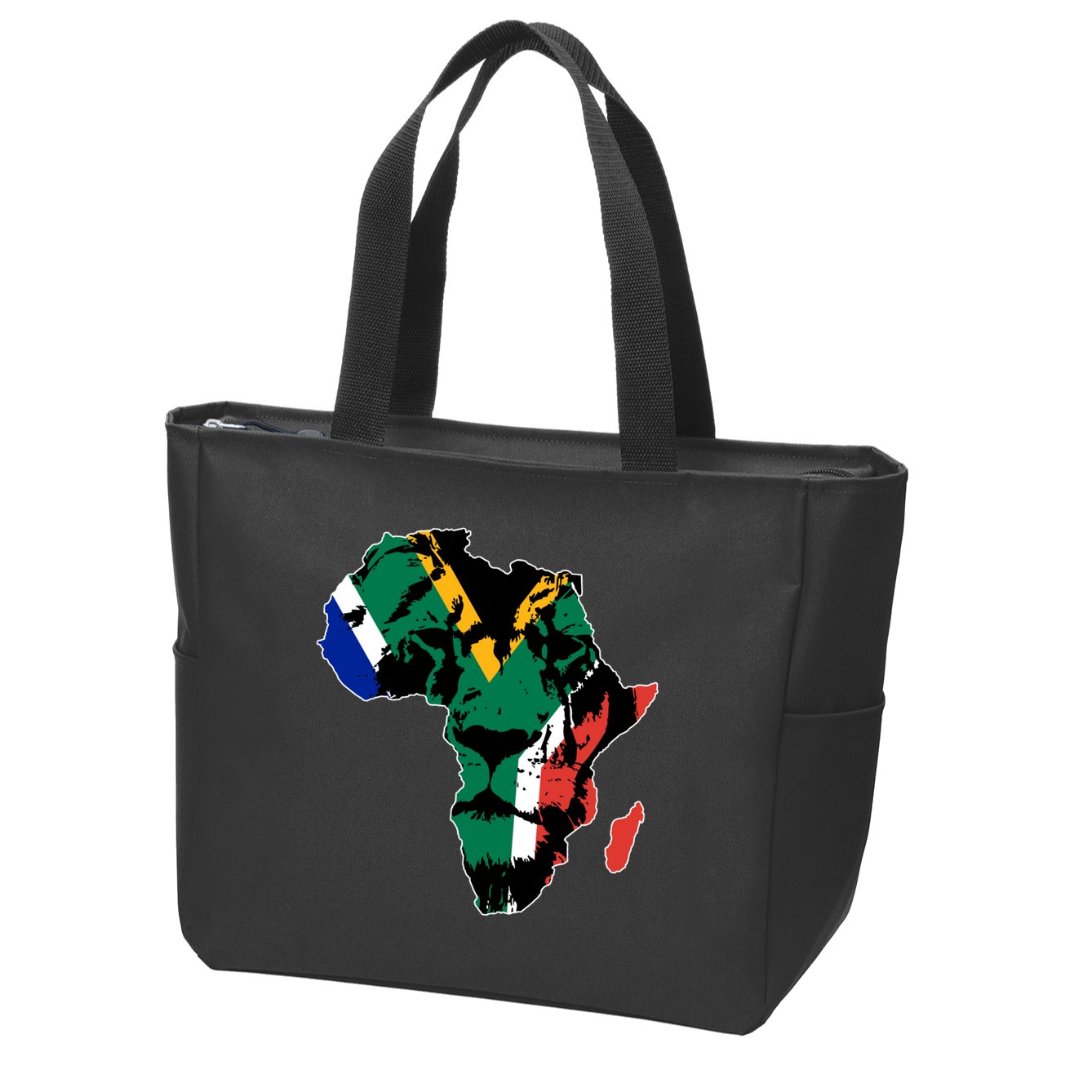 African Lion Flag Zip Tote Bag