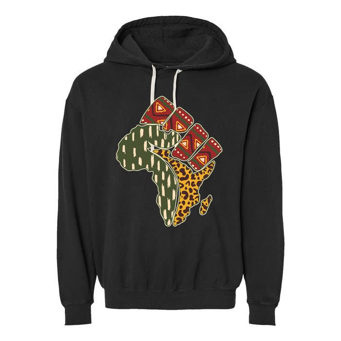 African Patterns Protest Fist Garment-Dyed Fleece Hoodie