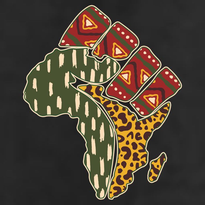 African Patterns Protest Fist 7 Panel Mesh Trucker Snapback Hat
