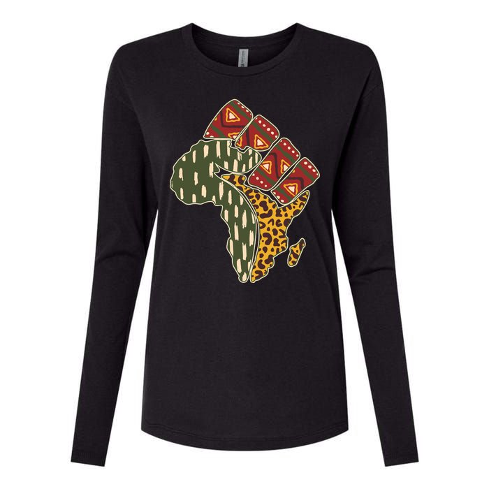 African Patterns Protest Fist Womens Cotton Relaxed Long Sleeve T-Shirt