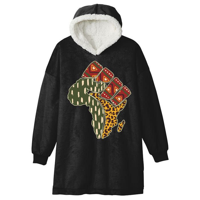 African Patterns Protest Fist Hooded Wearable Blanket