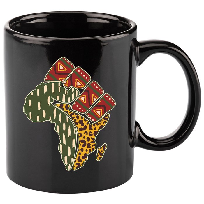 African Patterns Protest Fist 11oz C Handle Ceramic Mug