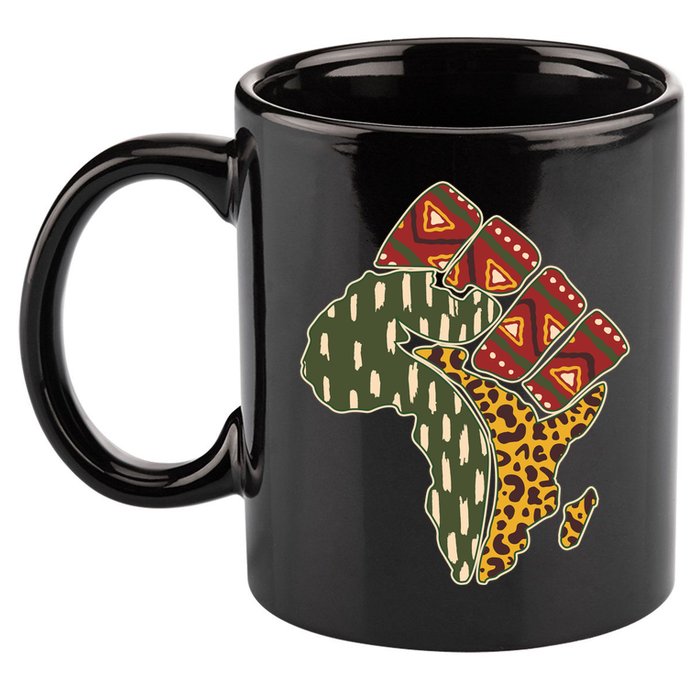 African Patterns Protest Fist 11oz C Handle Ceramic Mug