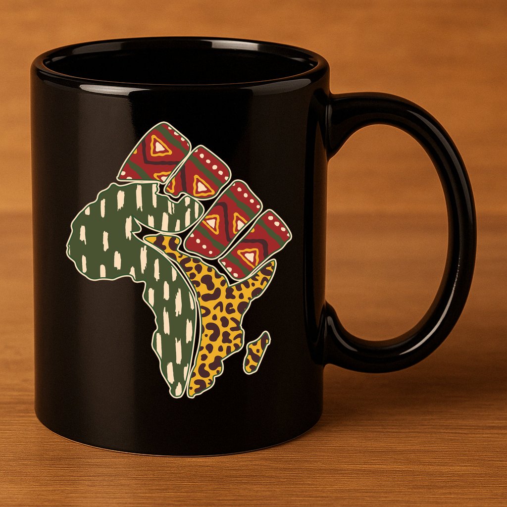 African Patterns Protest Fist 11oz C Handle Ceramic Mug