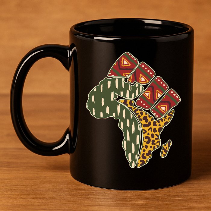 African Patterns Protest Fist 11oz C Handle Ceramic Mug