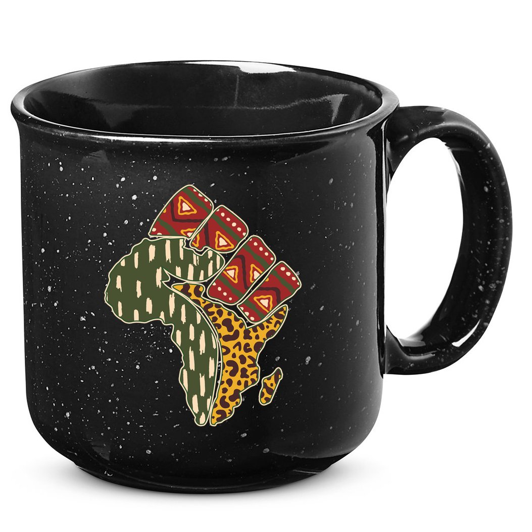 African Patterns Protest Fist 15oz Campfire Ceramic Mug