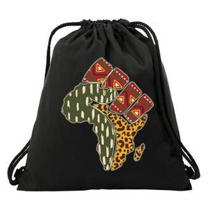 African Patterns Protest Fist Drawstring Bag