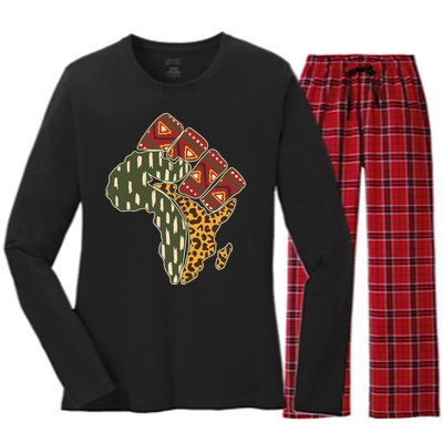 African Patterns Protest Fist Women's Long Sleeve Flannel Pajama Set 