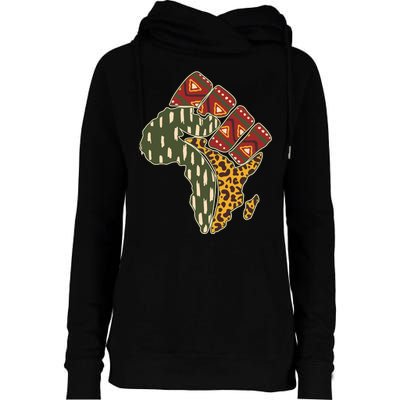 African Patterns Protest Fist Womens Funnel Neck Pullover Hood