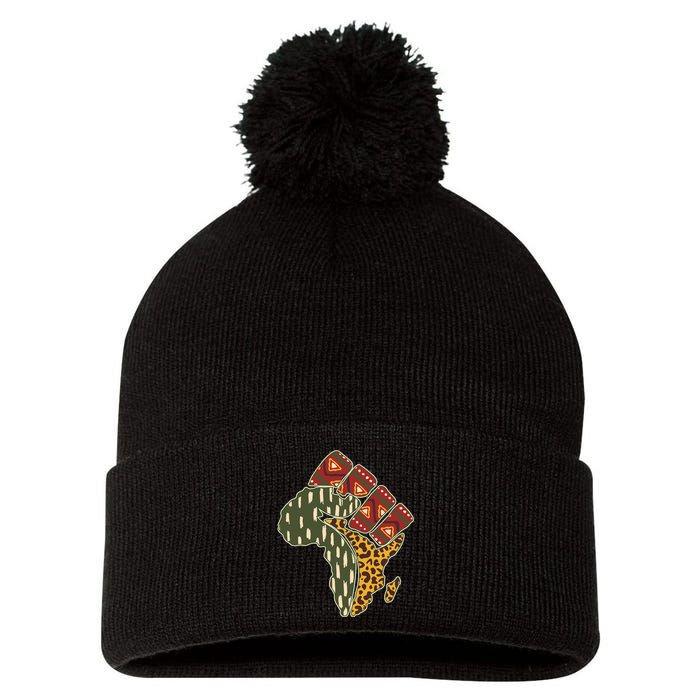 African Patterns Protest Fist Pom Pom 12in Knit Beanie