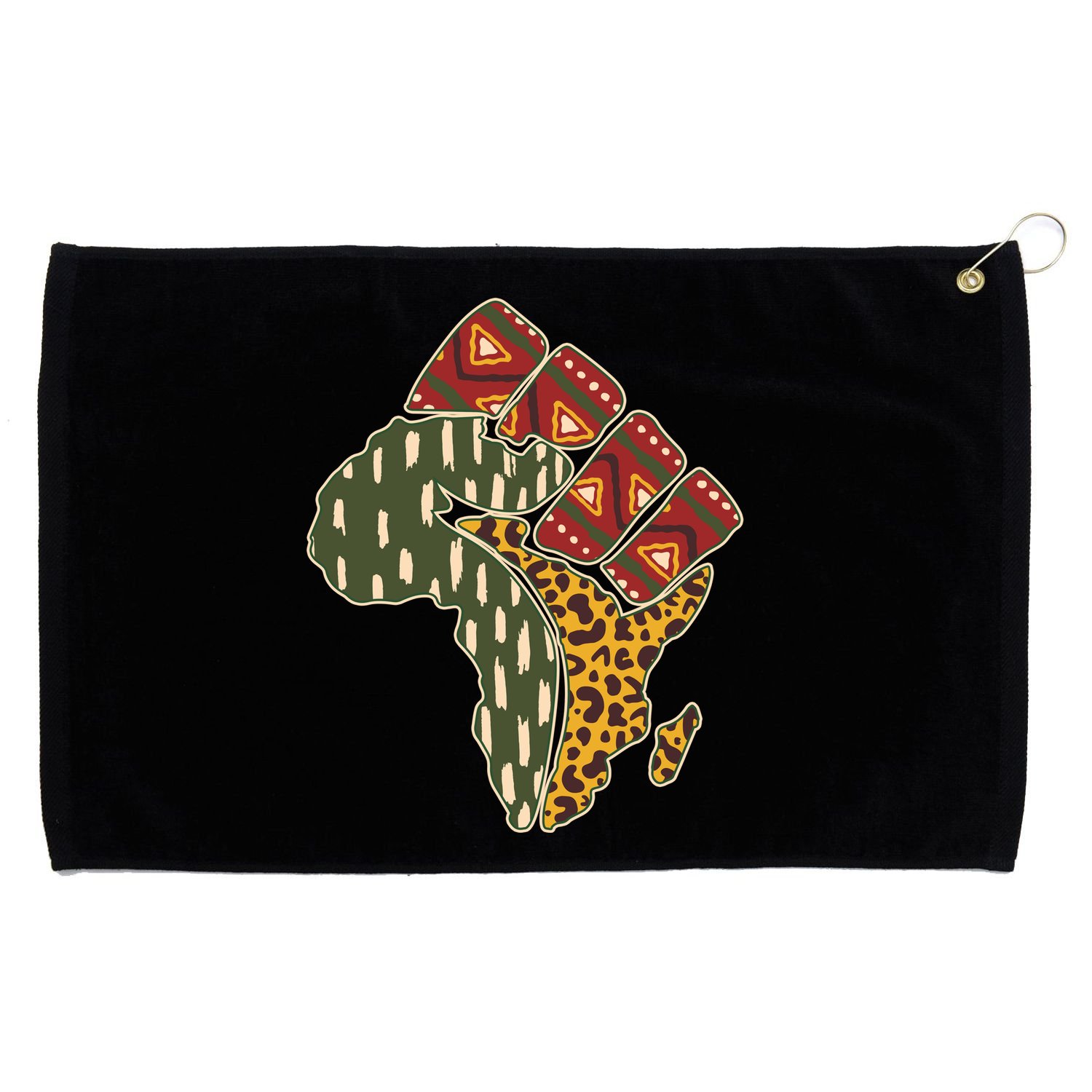 African Patterns Protest Fist Grommeted Golf Towel