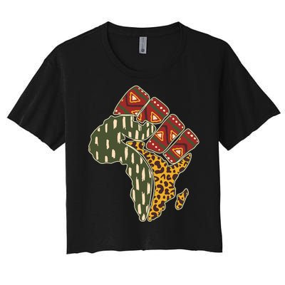 African Patterns Protest Fist Women's Crop Top Tee